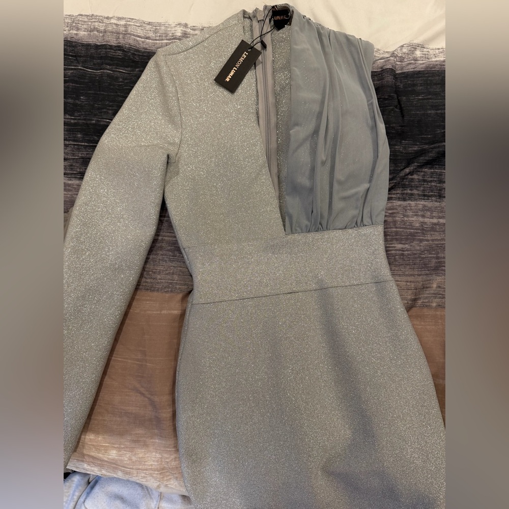 Lemon lunar bandage silver dress